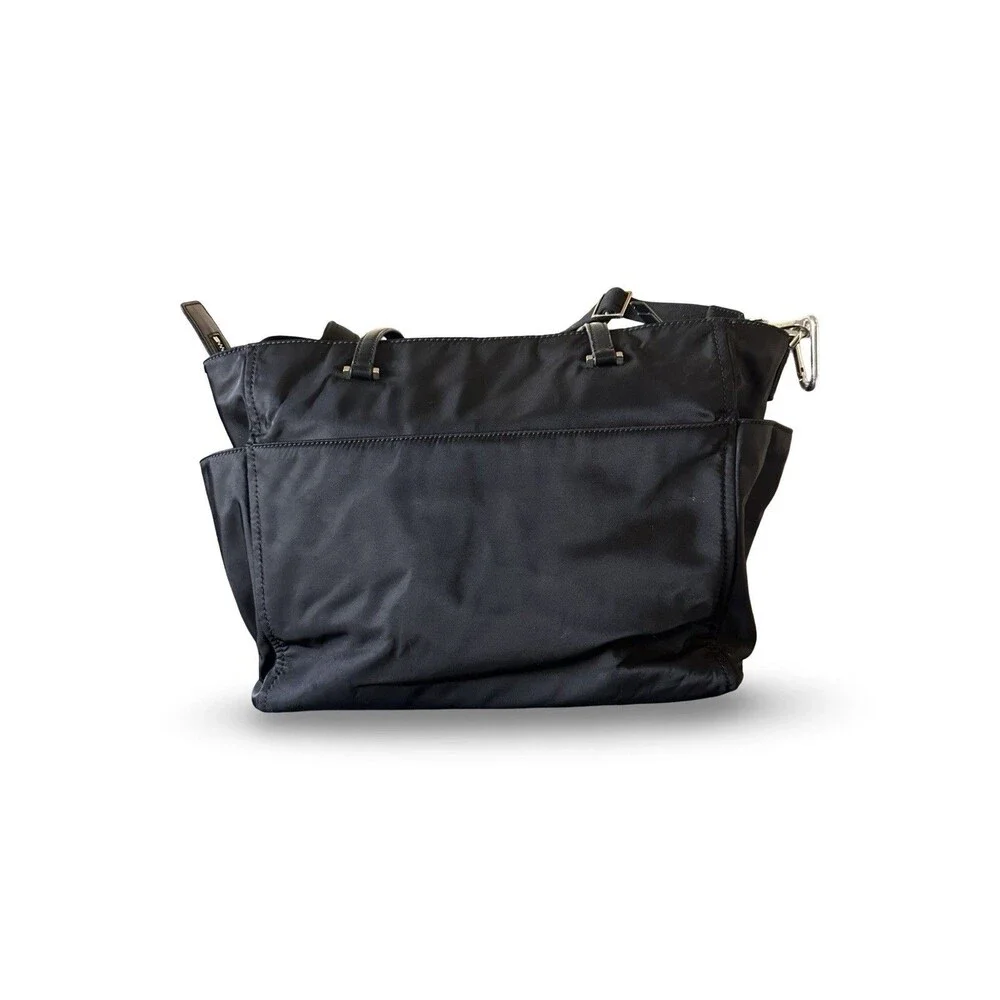 KATE SPADE NY Dawn Black Nylon Baby Diaper Bag with Matching Changing Pad